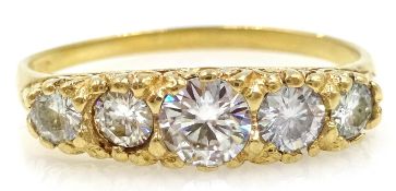 18ct gold five stone graduating diamond ring in rub-over setting maker's mark C & C