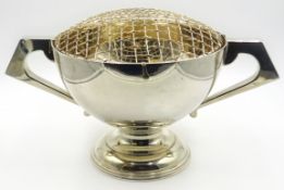 Art Deco silver twin handled pedestal rose bowl by Cooper Brothers & Sons Ltd Sheffield 1922