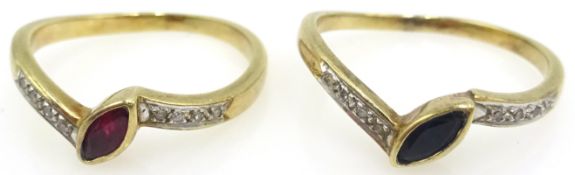 Pair of 14ct gold rings,