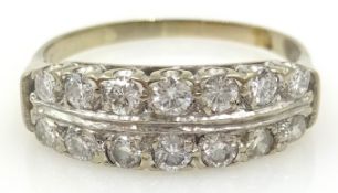 18ct gold double line diamond ring Condition Report 4gm size S<a href='//www.
