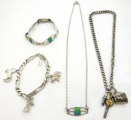 James Fenton silver and enamel bracelet and necklace,
