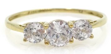 9ct gold three stone cubic zirconia ring hallmarked Condition Report <a