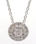 18ct white gold diamond cluster pendant necklace hallmarked Condition Report
