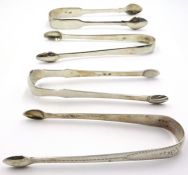 Four pairs of George III and later silver sugar nips by William Bateman II,