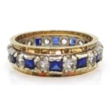 9ct gold sapphire dress eternity ring hallmarked Condition Report size L-M<a