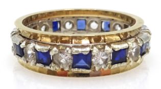 9ct gold sapphire dress eternity ring hallmarked Condition Report size L-M<a