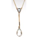 Early 20th century aquamarine gold pendant necklace stamped 9ct Condition Report