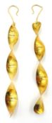 Pair of 14ct gold tinsel drop ear-rings 5gm Condition Report <a href='//www.