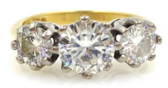 18ct gold three stone diamond ring,