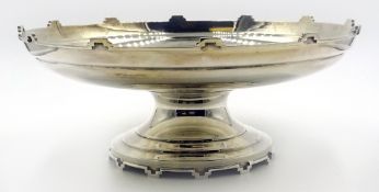 Silver pedestal fruit bowl with castellated border and foot by Walker & Hall Sheffield 1936