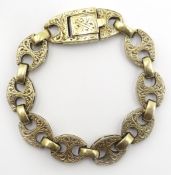 9ct gold heavy carved link bracelet 48.8gm Condition Report <a href='//www.