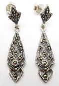 Pair of silver marcasite drop ear-rings stamped 925 Condition Report <a