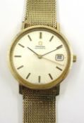 9ct gold Omega automatic wristwatch 1994 on hallmarked 9ct gold bracelet, model 1061,