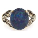 9ct gold opal and diamond ring hallmarked Condition Report size R-S 3.