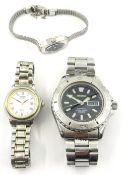 Seiko Kinetic 200m stainless steel wristwatch 5M43-0C90 no 767934,