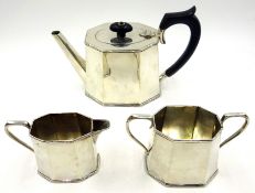 Three piece silver tea set c.