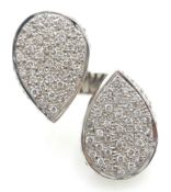 14ct white gold diamond pave set ring Condition Report size P 15.