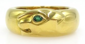 Cartier 18ct yellow gold Panthere ring with Tsavorite eye stamped Cartier 750 52 CARTIER 1996