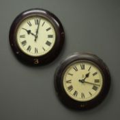 Two early 20th century circular mahogany cased 'GPO' General Post Office slave clocks,