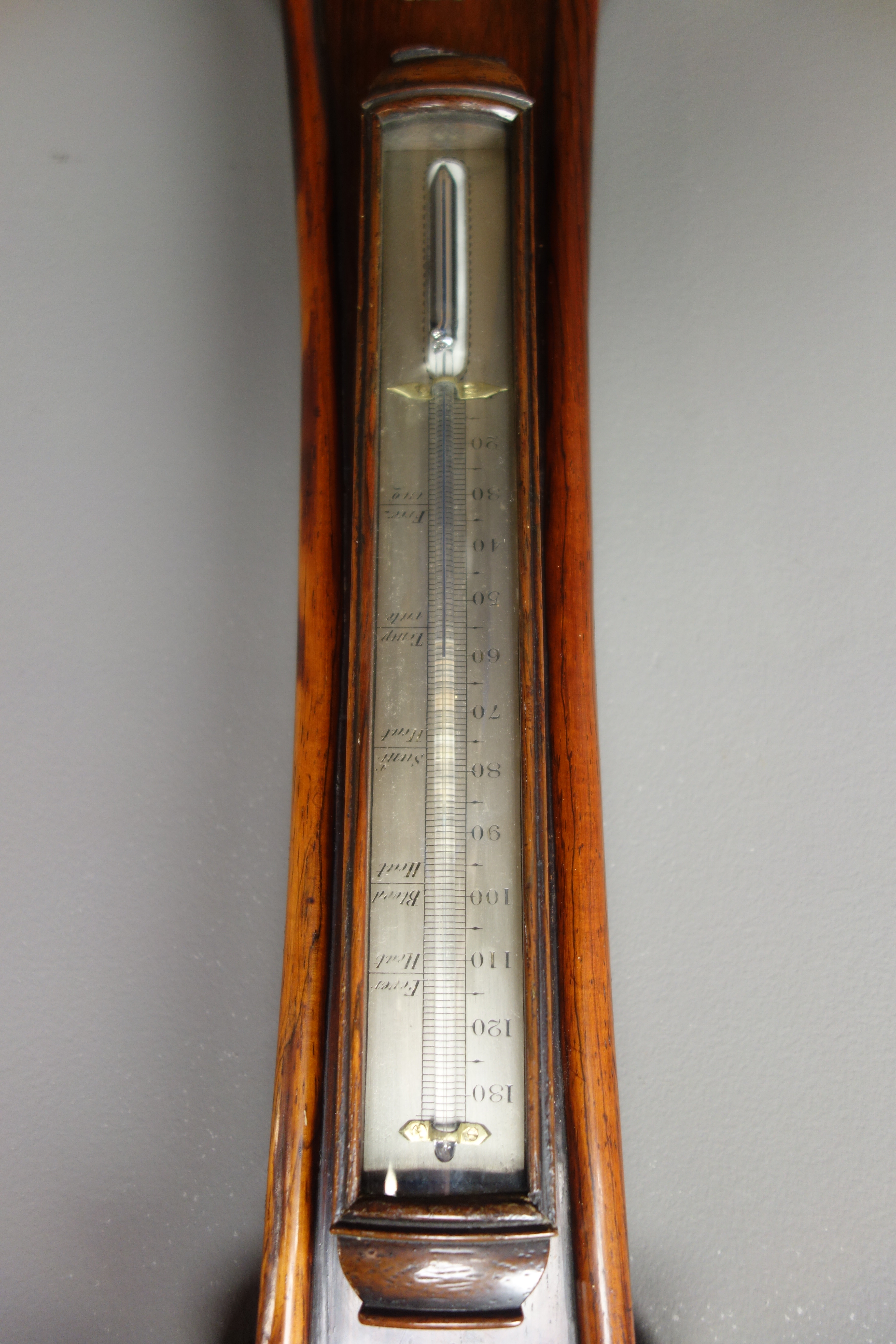 Victorian rosewood mercury barometer with thermometer, 12" silvered dial signed 'J. Somalvico & Co. - Bild 3 aus 3