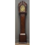 Small Georgian Chippendale style longcase clock, swan neck pediment relief carved with scrolls,