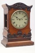 Large Victorian mantle clock, serpentine pediment with floral carved mounts,