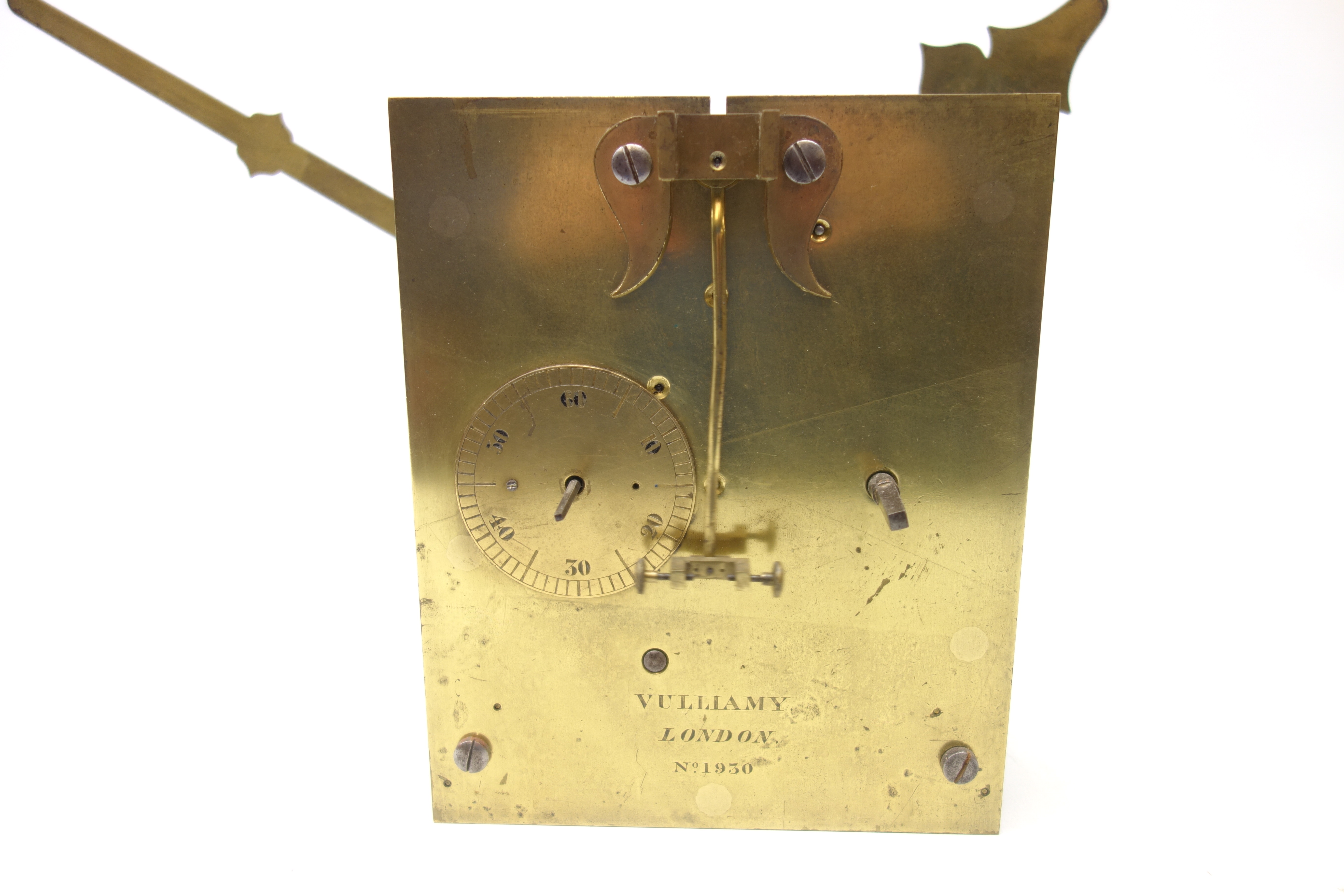 19th century brass drop dial tavern/gallery clock movement signed verso 'Vulliamy London No. - Bild 4 aus 8