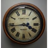 Large Victorian circular wall clock, 14 1/2'' dial signed 'B.