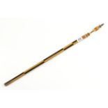 A superb 19c Dutch drapers tapered ell, the shaft veneered in boxwood, ebony,