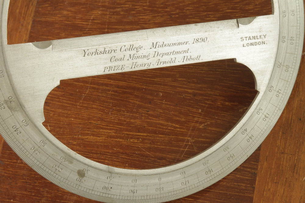 A 6" German silver protractor by STANLEY London also engraved Yorkshire College, Midsummer 1890, - Image 2 of 2