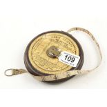 A leather cased 'Lawn Tennis Measure' 78' (court length) with instructions on laying out a court G+