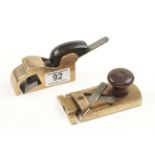 A brass bullnose plane and a L&R side rebate plane G