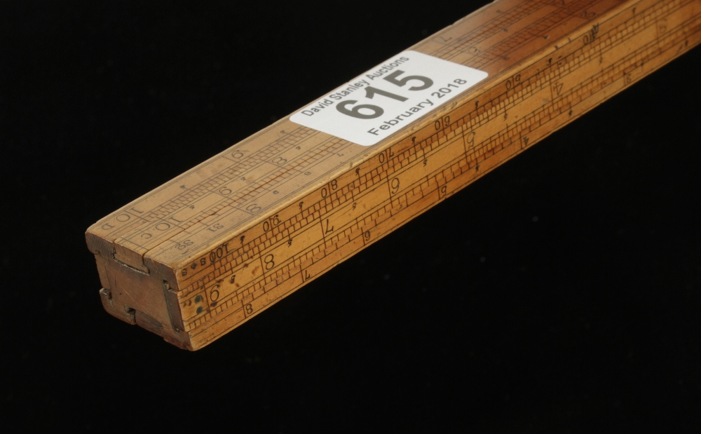 An 18c gauger's four slide square section boxwood rule G+ - Image 5 of 6
