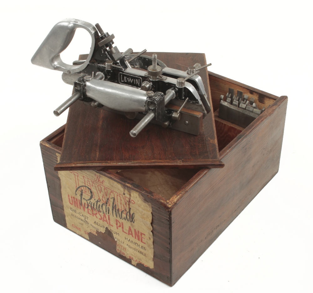 A little used LEWIN universal plough plane with cutters in orig box G++ - Image 2 of 2