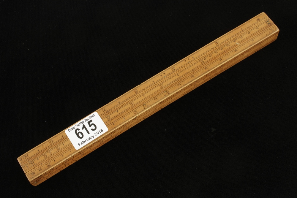 An 18c gauger's four slide square section boxwood rule G+