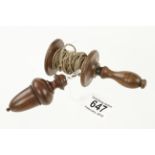 An unusual 3 1/2" European mahogany plumb bob with lead weight on cormierwood reel G++