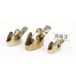 A set of 3 nice quality violinmakers brass planes by IBEX 1" to 1 1/2" F