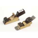 Two user made brass block planes with d/t steel soles (one adjustable) G