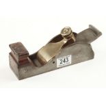 An unusual iron low angle plane 8" x 2 3/8" with brass lever and adapted iron G