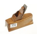 A small 6" beech chamfer plane with attractive scrolled boxwood wedge G++