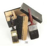 An unused stippling brush by LEYLAND in orig box and three other brushes