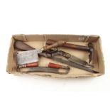 A turnscrew, tailors shears, crate hammer,