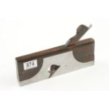 An unusual skew mouth steel framed rebate plane 9" x 1" with rosewood infill G