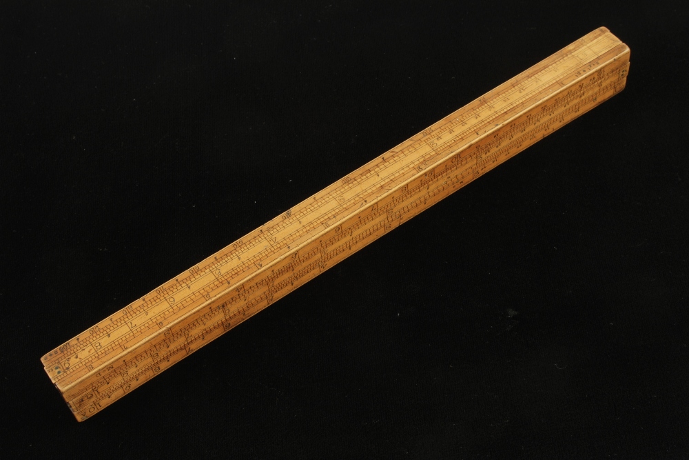 An 18c gauger's four slide square section boxwood rule G+ - Image 2 of 6