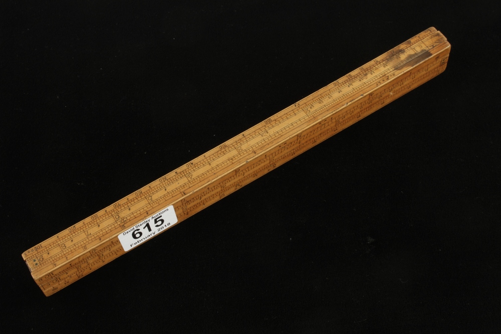 An 18c gauger's four slide square section boxwood rule G+ - Image 3 of 6