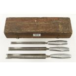 An unusual set of 3 army surgeons gouges by THACKRAY Leeds with Broad Arrow with aluminium handles