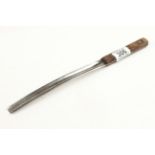 An unusual butchers de boning gouge with curved blade and rosewood handle G+
