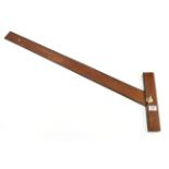 A fine quality 42" ebony edged mahogany adjustable T square by J.