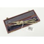 A fine quality German silver proportional divider with ratchet adjustment in orig fitted case F