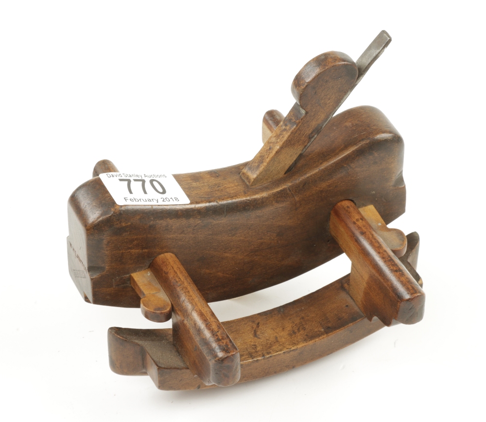 A craftsman made carriage builder's sharply compassed beech rebate plane with fence G+